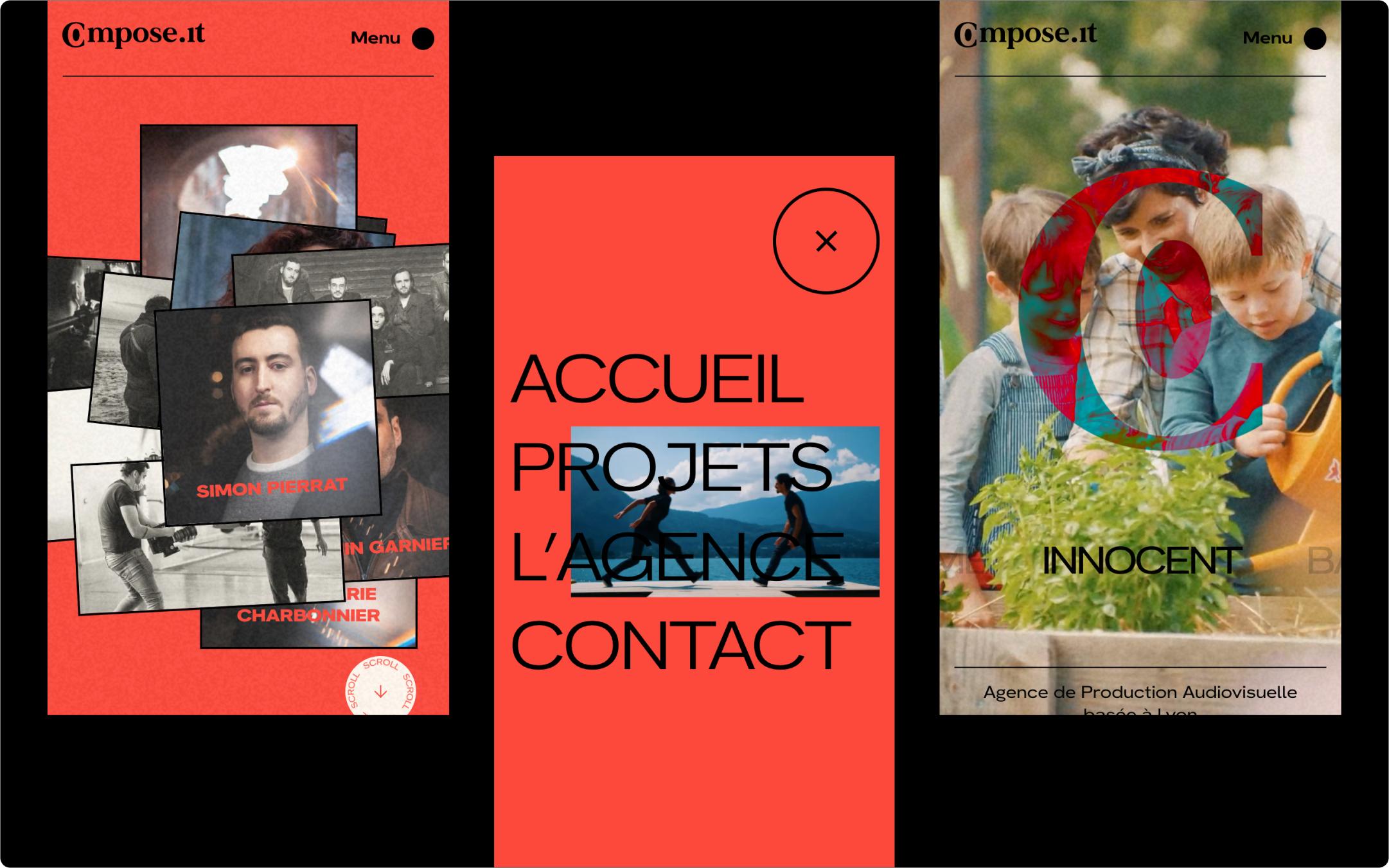 Webdesign de maquettes mobiles de site de productions audiovisuelles