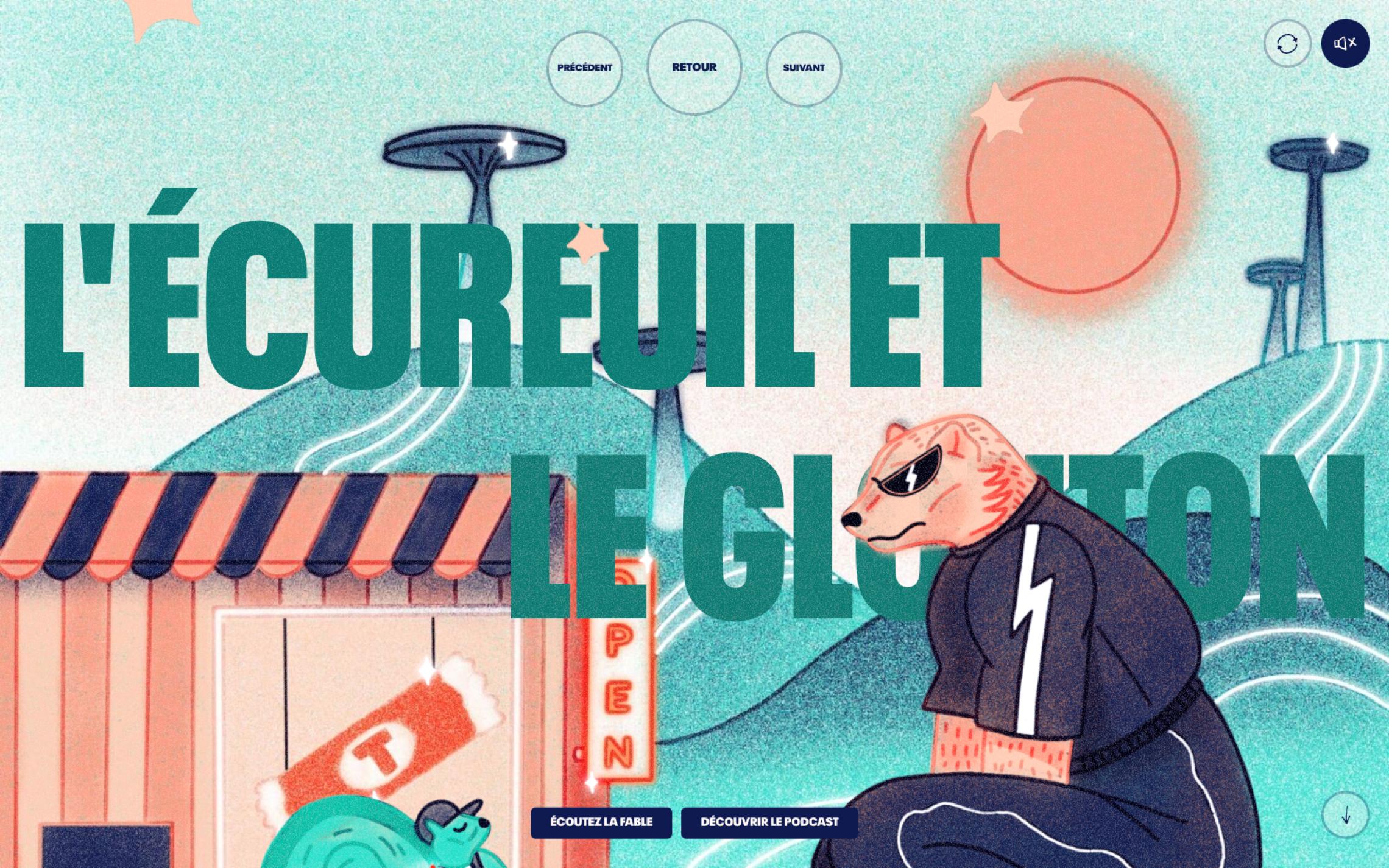 Animation web entre un titre et une illustration